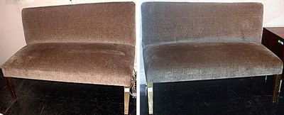 Lot 189 - Pair of Upholstered Painted Armless Settees...