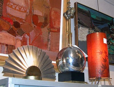 Lot 225 - Chromed-Metal Globular Lamp; Together with a...