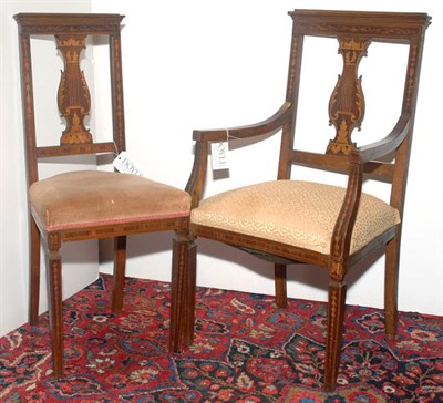 Lot 378 - Pair of Italian Marquetry Inlaid Side Chairs...