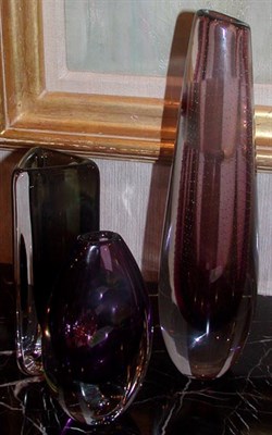 Lot 322 - Three Art Glass Vases Signed.