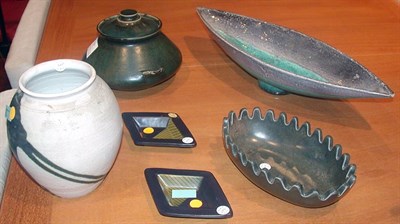 Lot 325 - Six Art Pottery Decorations Including two...