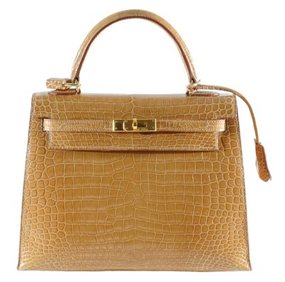 Lot 247 - Hermes Caramel Crocodile Kelly Bag With...