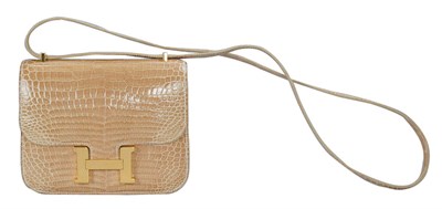 Lot 225 - Hermes Taupe Crocodile Constance Bag...