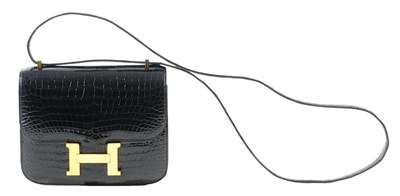 Lot 224 - Hermes Black Crocodile Constance Bag...