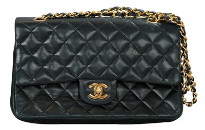 Lot 257 - Chanel Black Quilted Handbag Maroon leather...