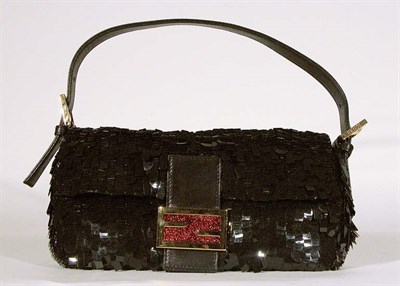 Lot 268 - Fendi Black Sequin Baguette Bag Gilt-metal and...