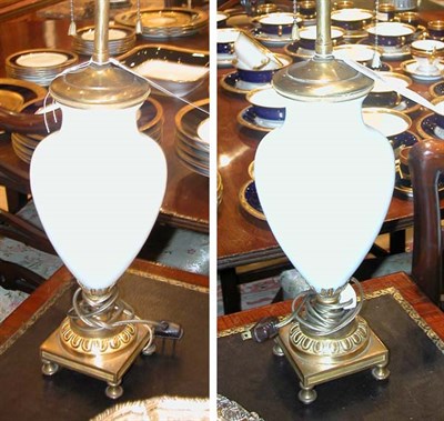 Lot 515 - Pair of Glass Urn-Form Lamps
