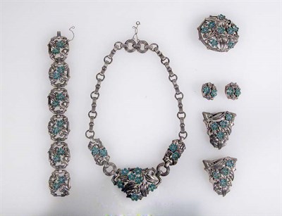 Lot 400 - Trifari Silver and Aquamarine Rhinestone...