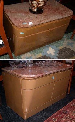 Lot 257 - Pair of Marble Top Painted Side Tables Height...
