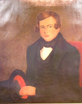 Lot 1 - American School 19th century YOUNG MAN WITH...