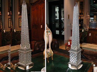 Lot 682 - Pair of Silvered Metal and Cut Glass...