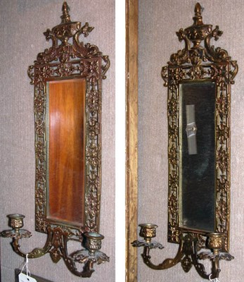 Lot 539 - Pair of Mirror-Back Gilt-Metal Two-Light...