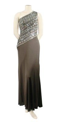 Lot 124 - Galanos Embroidered One-Shoulder Sheath Gown...