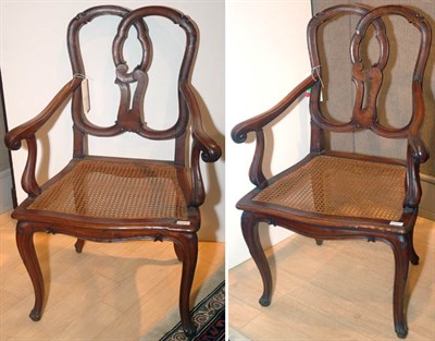 Lot 3529 - Four Italian Provincial Style Walnut and Caned...