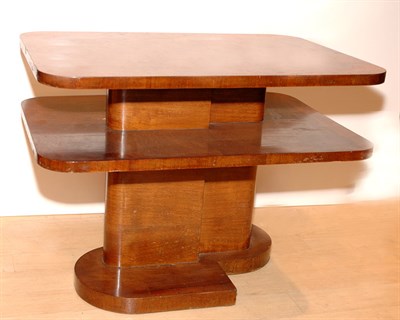Lot 3236 - Art Deco Figured Walnut Two-Tier End Table...