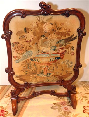 Lot 3341 - Victorian Fire Screen with Needlepoint Panel...