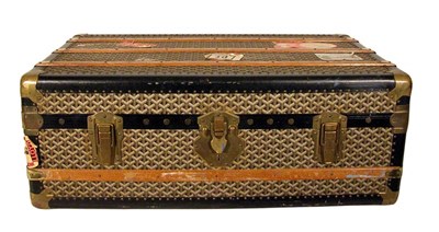 Lot 480 - Goyard Trunk Monogram canvas, wooden struts,...