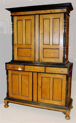 Lot 4445 - Colonial Ebonized and Satinwood Cabinet Late...
