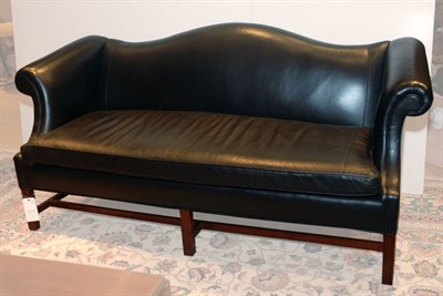 Lot 3555 - Georgian Style Upholstered Camel Back Settee...