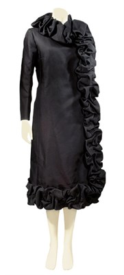 Lot 88 - Lanvin Black Silk Twill Dress Coat French,...