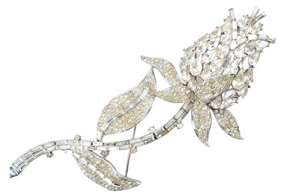 Lot 401 - Trifari Rhinestone Thistle Brooch American,...