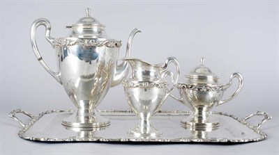 Lot 3439 - Mexican Silver Tea Service Comprising a teapot;...