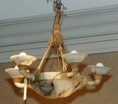 Lot 413 - Art Deco Alabaster Chandelier