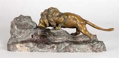 Lot 2365 - Bronze and Marble Inkstand Modeled as striding...