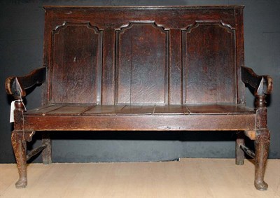 Lot 178 - Queen Anne Style Oak Settle Length 56 inches.