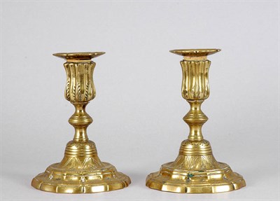 Lot 3334 - Pair of Regence Style Brass Candlesticks...