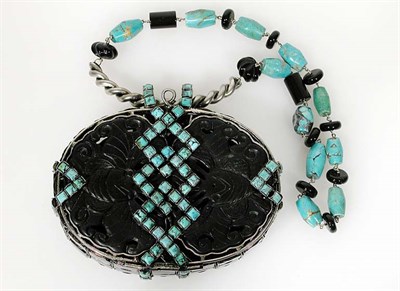 Lot 272A - Iradj Moini Onyx and Turquoise Minaudiere...