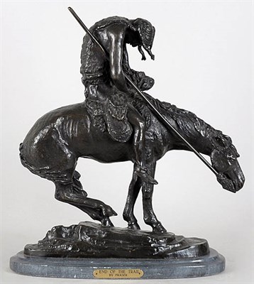 Lot 2406 - Bronze Equestrian Group End of the Trail After...