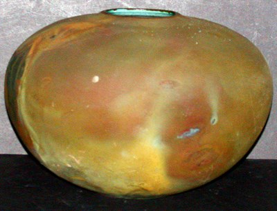 Lot 168 - Studio Pottery Squat Vase Signed Evan Raku....