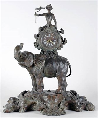 Lot 2408 - Bronze Animalier Clock In Asian style, modeled...