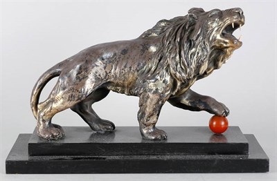 Lot 2287 - Plated Metal Figure Of a lion modeled in a...