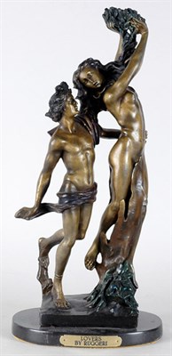 Lot 2275 - Bronze Figural Group Of lovers, on an oval...