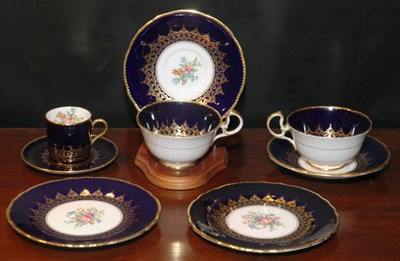Lot 289 - Aynsley Porcelain Cobalt Blue Decorated Dinner...