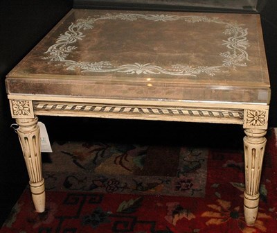 Lot 3197 - Louis XVI Style Mirror Top Painted Low Table...