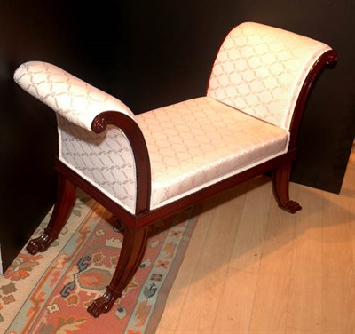 Lot 3523 - Regency Style Upholstered Stained Wood Bench