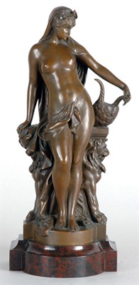 Lot 2472 - Patinated-Bronze and Rouge Marble Figure Cast...
