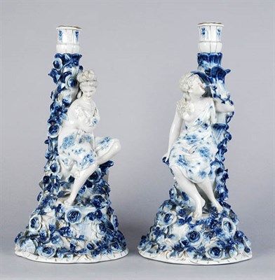 Lot 3597 - Pair of Continental Blue and White Porcelain...
