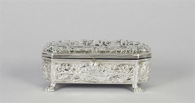 Lot 4002 - Dutch Silver Repousse Footed Dresser Box...