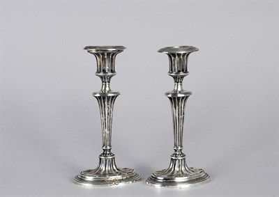 Lot 4011 - Pair of English Silver Candlesticks Height 6...