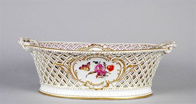 Lot 4030 - Vienna Style Floral Decorated Porcelain Basket-...