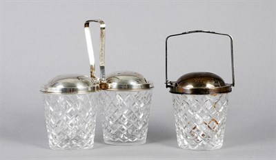Lot 4039 - Two Sterling Silver Mounted Cut Crystal Jam...