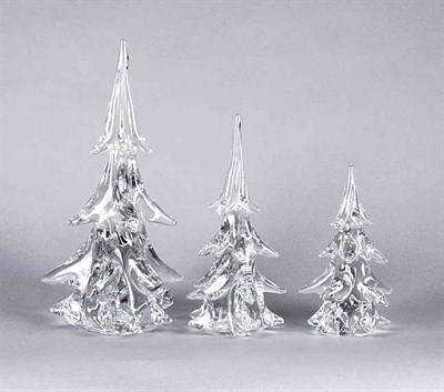 Lot 4048 - Three Clichy Glass Christmas Trees Height of...