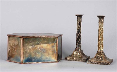 Lot 4050 - English Silver Plated Tea Caddy and a Pair of...