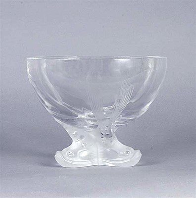 Lot 4057 - Lalique Glass Bowl with Dolphin Feet Height 6...