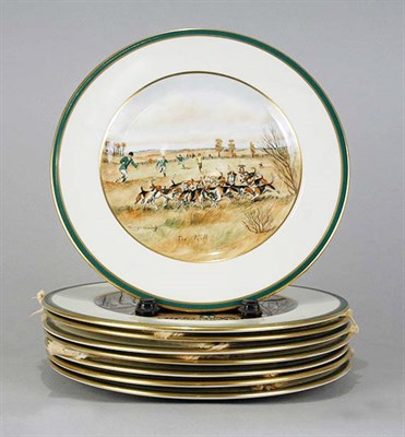 Lot 4067 - Set of Eight Porcelain Plates Decorated with...