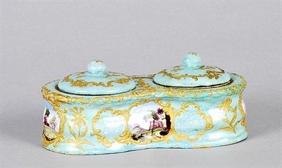 Lot 4073 - Continental Gilt and Enamel Painted Double...